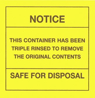Notice: this container has been triple rinsed to remove the original contents. It is safe for disposal.